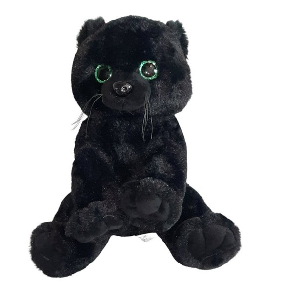 The Bear Factory Onyx The Black Panther Cat Sparkle Eyes Plush Stuffed Toy 12" - Picture 1 of 8